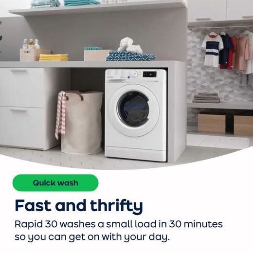 Indesit BIWMIL71252UKN Integrated 7kg Washing Machine with 1200 rpm - White - Rapid 30